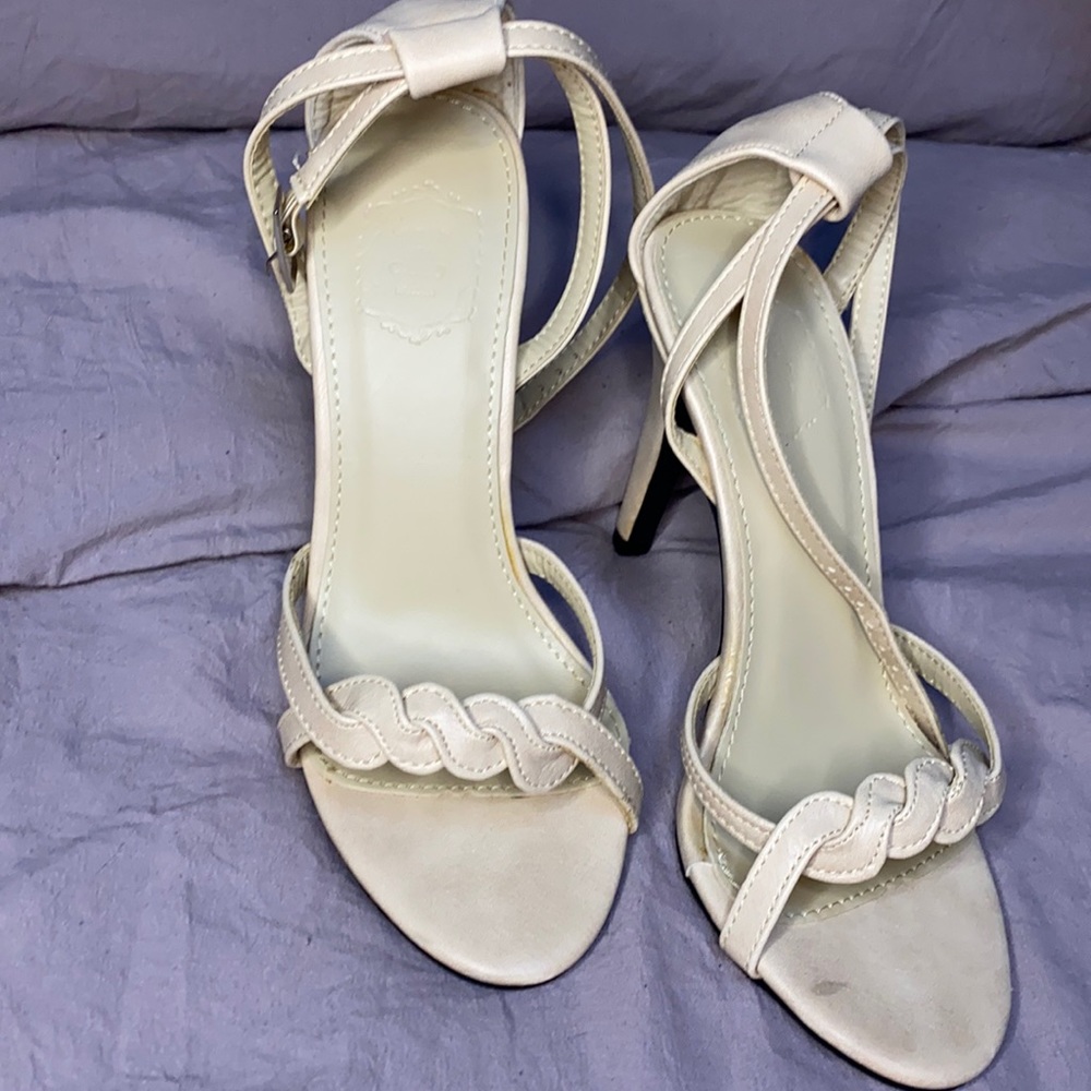 Ollio size 6.5 nude ankle strap high heels